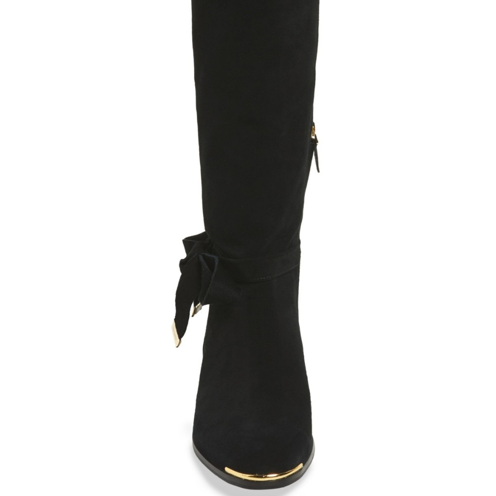Designer NEW Boots Tall Riding Suede Leather OrthoLite Comfort BLACK 10 - Picture 3 of 13